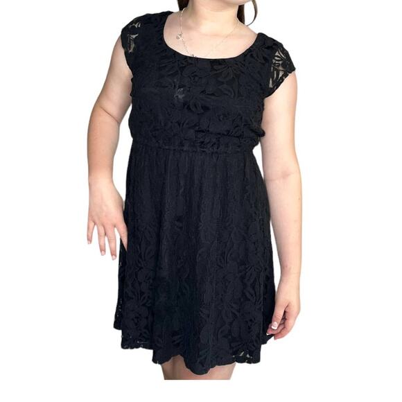 Xhilaration Black Lace Sun Dress Womens Small Lined Cotton Sleeveless Zip Vtg - Picture 2 of 12